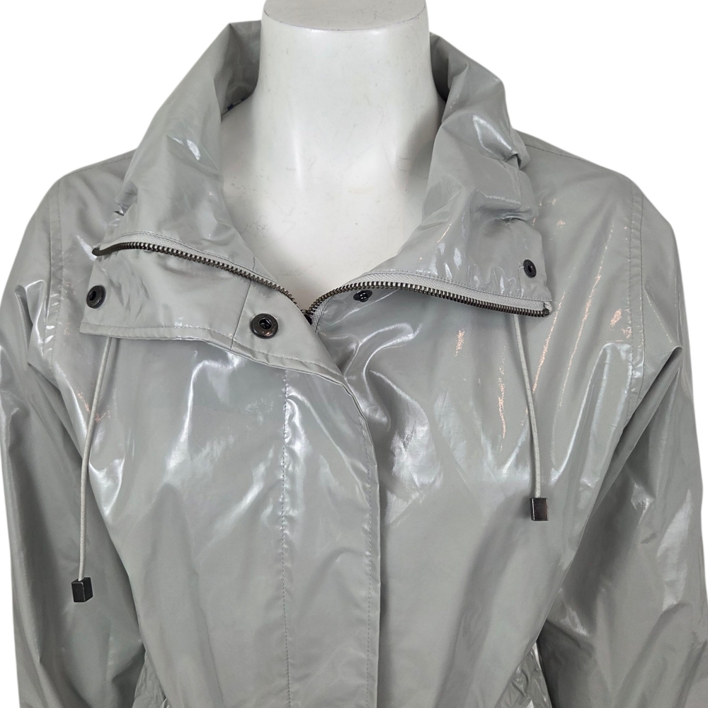 Jane Post Rain Slicker Rain Jacket Coat Womens XS Gray Minimalist Designer - Picture 2 of 12